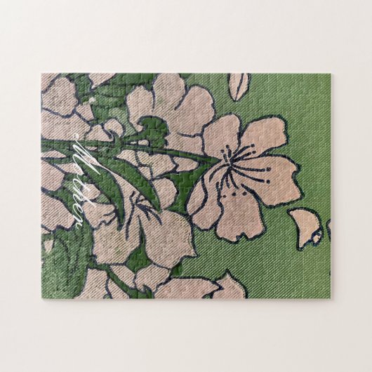 Puzzle Vert fleur rose (Horizontal)