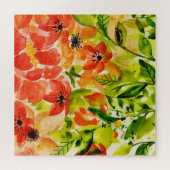 Puzzle Vert Fleurs de corail en fleurs sauvages Aquarelle (Horizontal)