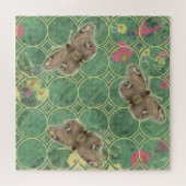 Puzzle Vert floral avec papillons (Horizontal)