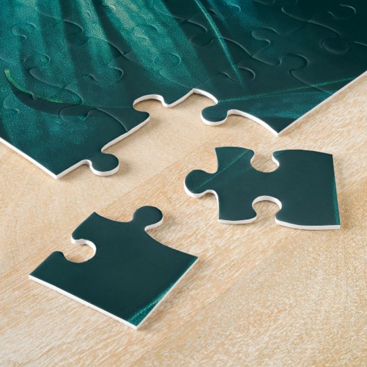 Puzzle Vert foncé, feuillage de jungle tropicale. (Côté)