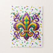 Puzzle Vert jaune pourpre Mardi Gras fleur de lis (Vertical)