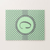 Puzzle Vert menthe avec Pois gris-Monogramme STaylor (Horizontal)