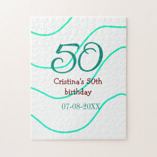 Puzzle Vert rouge 50 anniversaire ajouter nom date p