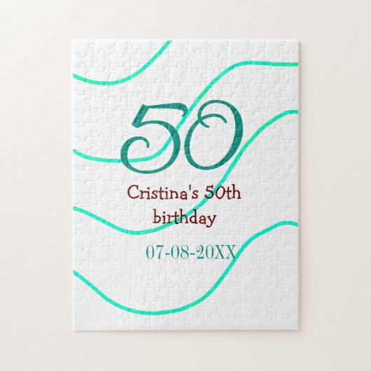 Puzzle Vert rouge 50 anniversaire ajouter nom date p (Vertical)