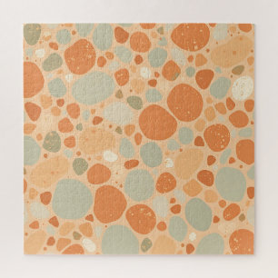 Puzzle Vert Sauge Abricot Motif Galet Abstrait Organique