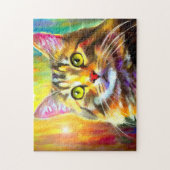 Puzzle Vibrant, Coloré, Tabby Gris Orange Peinture Chat (Vertical)