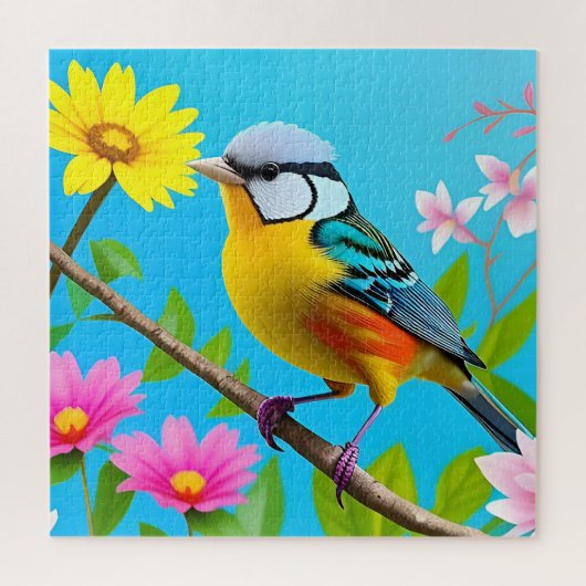 Puzzle Vibrant oiseau chanteur perché sur une branche de (Vertical)