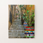 Puzzle Vibrant Pottery on Rustic Taormina Staircase (Vertical)
