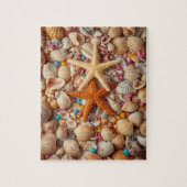 Puzzle Vibrant Seashell Still Life on Teal Background (Vertical)