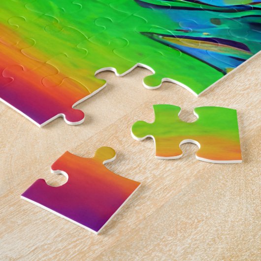 Puzzle Vibrant Sunset Mountains Paysage Art Psychadélique (Côté)