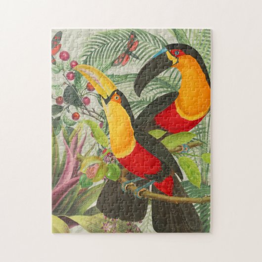 Puzzle Vibrant Tropical Toucan Birds Art Exotic Jungle (Vertical)