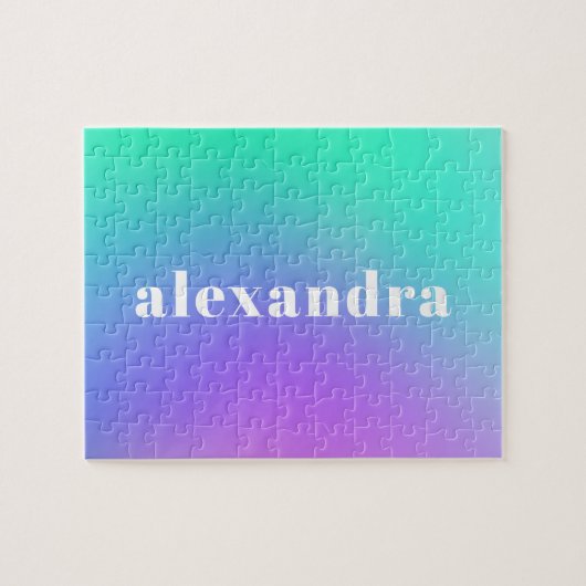 Puzzle Vibrant vert violet Abstrait Nom de dégradé (Horizontal)