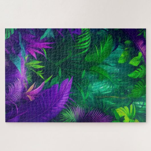 Puzzle Vibrant violet vert Jungle tropicale (Horizontal)