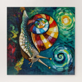 Puzzle Vibrantly Colorful Impasto Whimsical Snail (Horizontal)