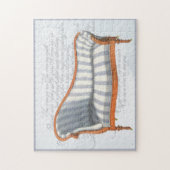 Puzzle Victorian Blue Stripe Chaise Lounge (Vertical)