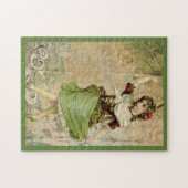 Puzzle Victorian Dancing Girl Green Rose rouge (Horizontal)