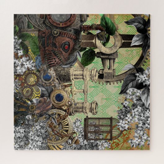Puzzle Victorian Steampunk Gears, Clock, Binoculars (Horizontal)