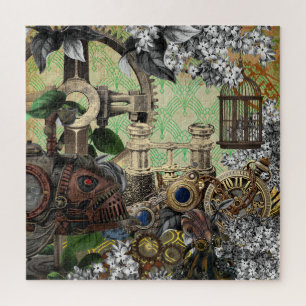 Puzzle Victorian Steampunk Gears, Clock, Binoculars