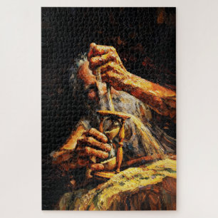 Puzzle Vieil Homme Sablier Temps qui s'échappe Impasto