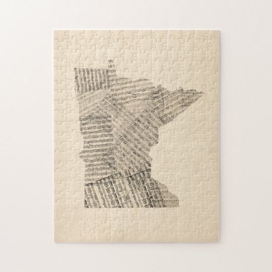 Puzzle Vieille carte de musique de feuille du Minnesota (Vertical)