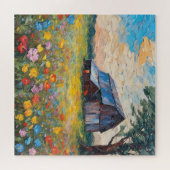 Puzzle Vieille Grange Dans Le Champ Fleur sauvage (Horizontal)