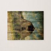 Puzzle Vieille grange primitive en bois affligée de pays (Horizontal)
