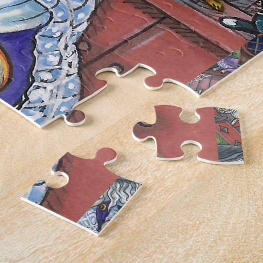 PUZZLE VIEILLE WITCH HAPPY HOME, BEAUCOUP DE CHATS & OWL  (Côté)