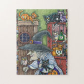 PUZZLE VIEILLE WITCH HAPPY HOME, BEAUCOUP DE CHATS & OWL  (Vertical)