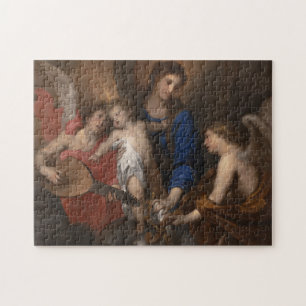 Puzzle Vierge et enfant avec la musique faisant des anges