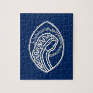 Puzzle Vierge Marie, dentelle blanche, bleu marine