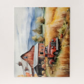 Puzzle Vieux camionnette et étable rouge à l'automne 16x2 (Vertical)