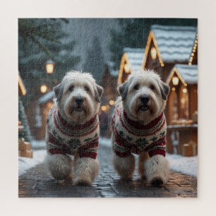 Puzzle Vieux chiens de berger anglais Noël Neige Vacances