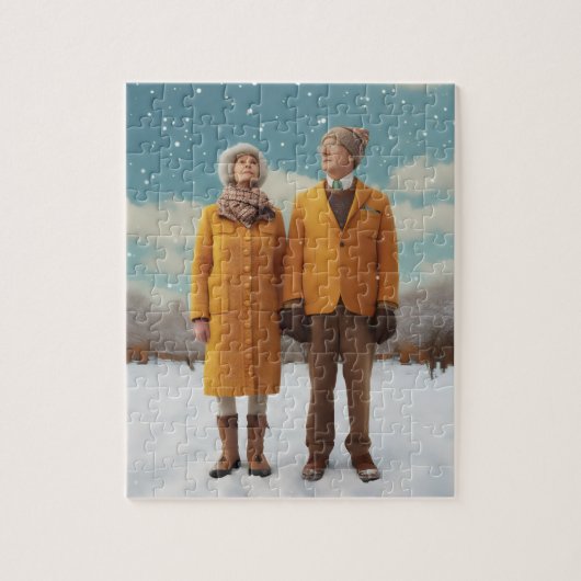 Puzzle Vieux Couple Dans La Neige (Vertical)