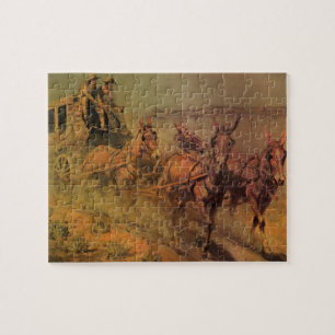 Puzzle Vieux Cowboys, La diligence par John Borein