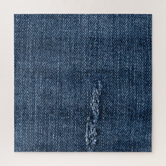Puzzle Vieux denim déchiré : texture de jeans. (Vertical)