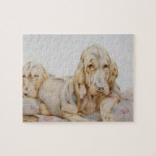 Puzzle Vieux Limier Mignons, Chiots par EJ Detmold
