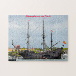 Puzzle Vieux navire galion Floride. Vœux de Noël