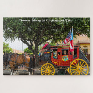 Puzzle Vieux Texas Stagecoach. Vœux de Noël