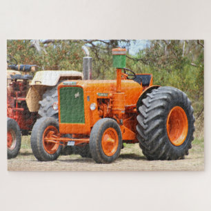 Puzzle Vieux tracteur agricole, orange et vert