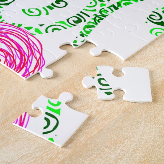 Puzzle Vignes à fleurs roses et vertes (Côté)