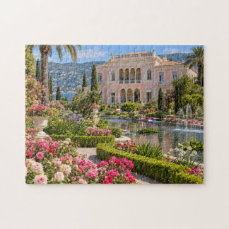 Puzzle Villa rose de la Côte d'Azur et jardins de fleurs