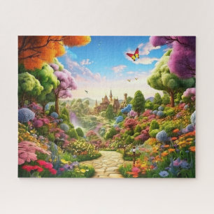 Puzzle Village Beau Vert Coloré Féminin Printemps