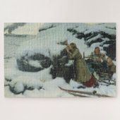 Puzzle Village brûlé en hiver (par Albert Edelfeue) (Horizontal)