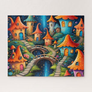 Puzzle Village Champignon Fantaisiste avec Ponts