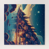 Puzzle Village côtier fantaisiste sous le ciel étoilé de (Horizontal)