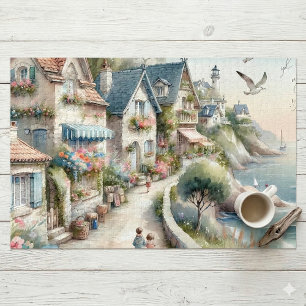 Puzzle Village de cottages côtiers pastel Évasion