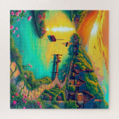 Puzzle Village de Lakeside au coucher du soleil (Horizontal)