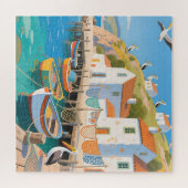 Puzzle Village de pêcheurs côtiers Pélicans (Horizontal)