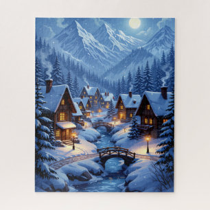 Puzzle Village des montagnes d'hiver