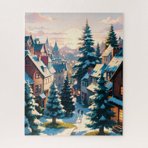 Puzzle Village d'hiver enchanteur